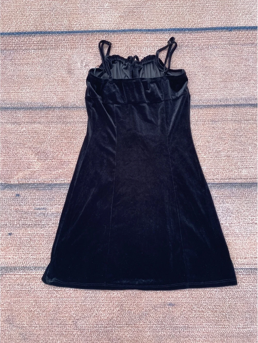 Whimsigoth dark fairy babydoll black velvet mini slip dress bow front small